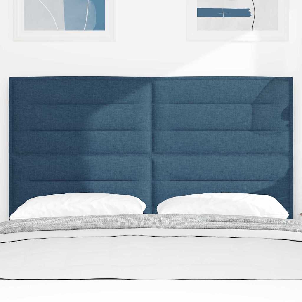 LED glava kreveta s LED trakama Plava 144 cm tkanina
