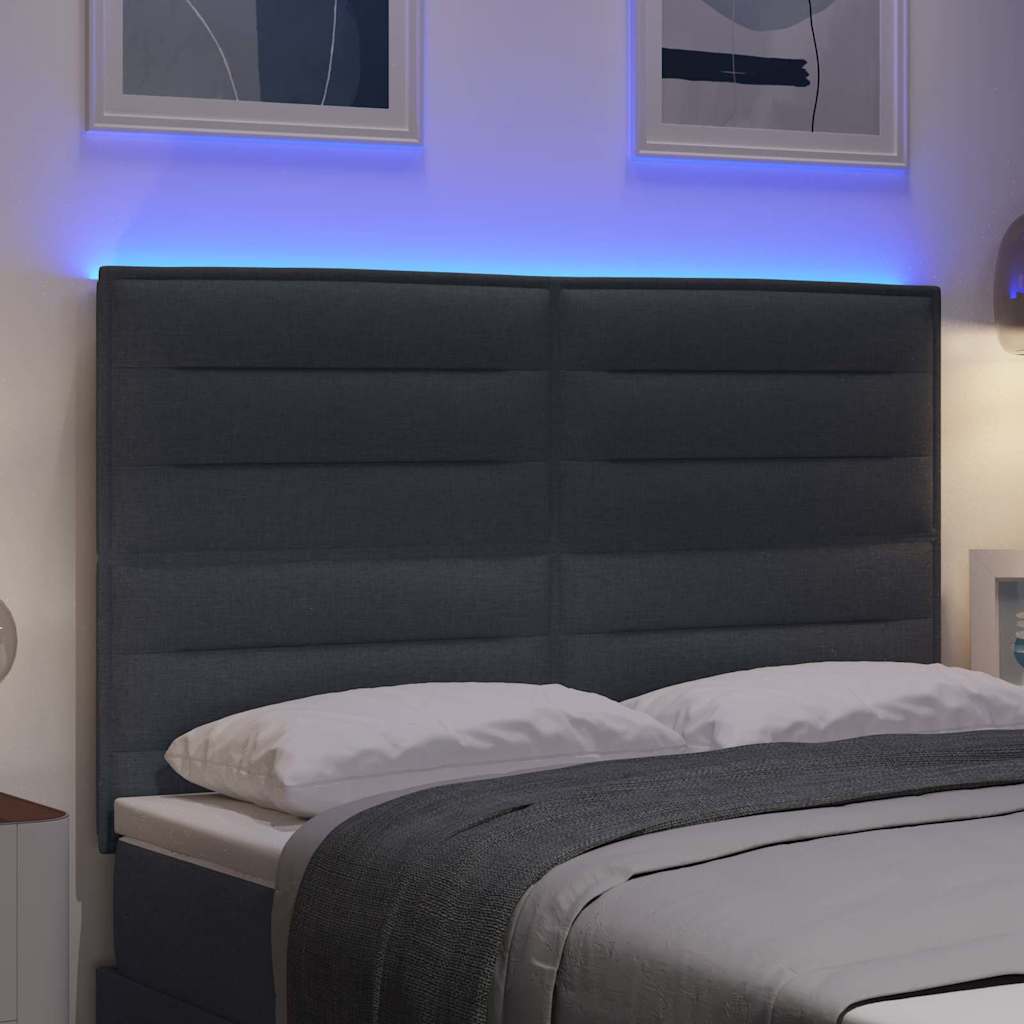 LED glava kreveta s LED trakama Tamno siva 160 cm tkanina