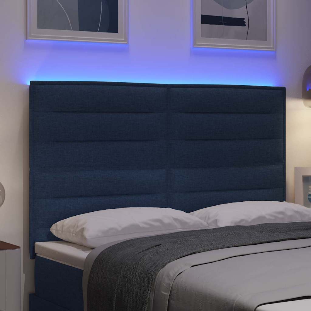LED glava kreveta s LED trakama Plava 160 cm tkanina