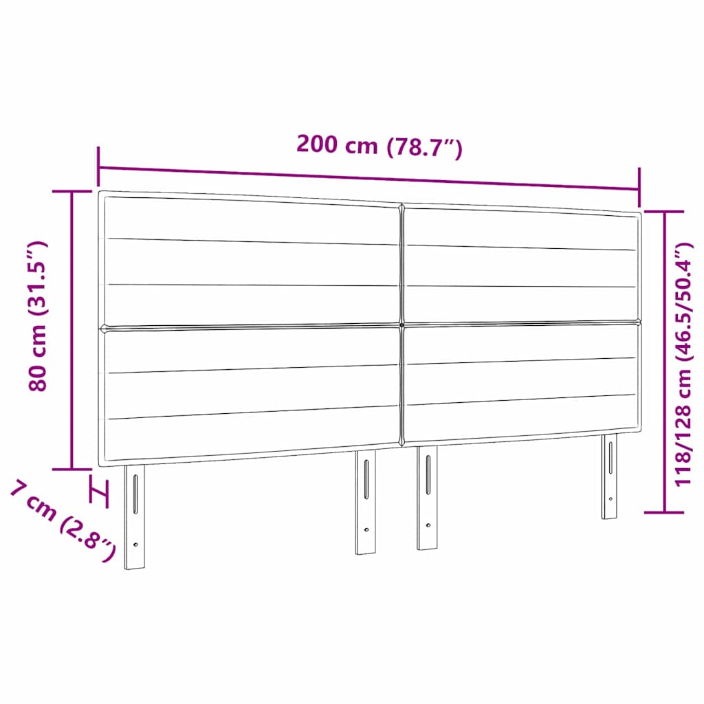 LED glava kreveta s LED trakama Crna 200 cm tkanina