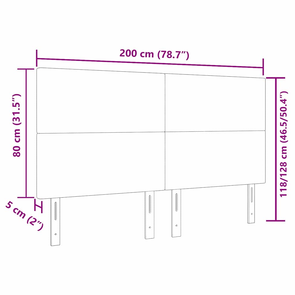 LED glava kreveta Tamno siva 200 cm Kordura tekstil
