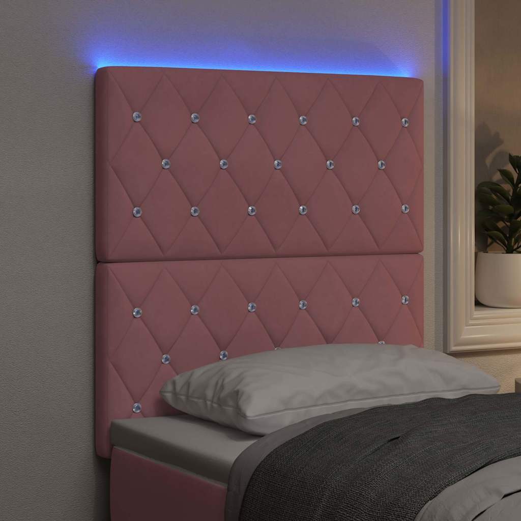 LED glava kreveta s LED trakama Ružičasta 80 cm Baršun