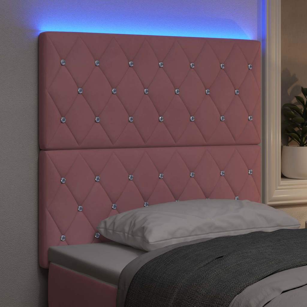 LED glava kreveta s LED trakama Ružičasta 100 cm Baršun