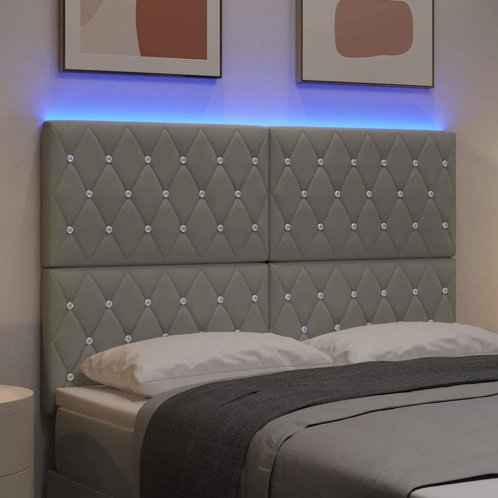 LED glava kreveta s LED trakama Svijetlo siva 160 cm Baršun