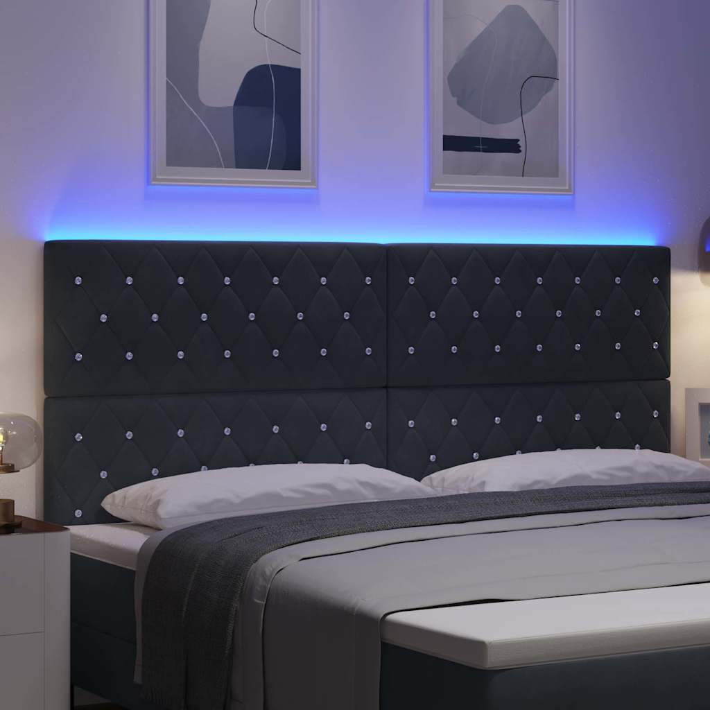 LED glava kreveta s LED trakama Tamno siva 200 cm Baršun