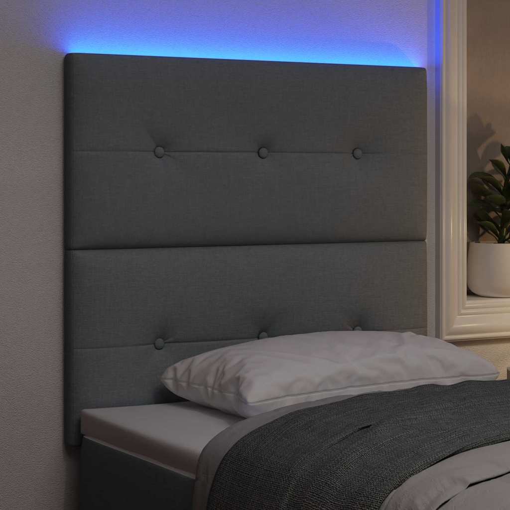 LED glava kreveta s LED trakama Svijetlo siva 80 cm tkanina