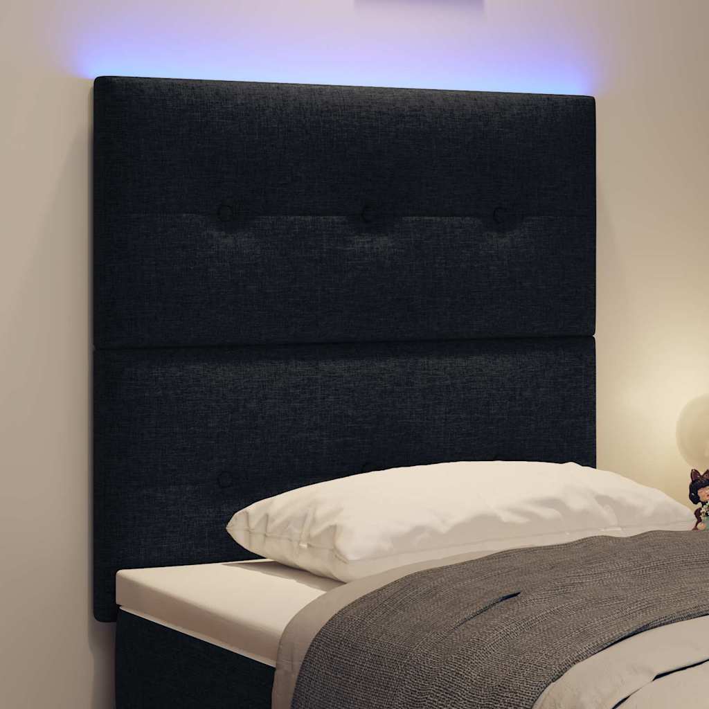LED glava kreveta s LED trakama s uzglavljem Crna 80 cm tkanina