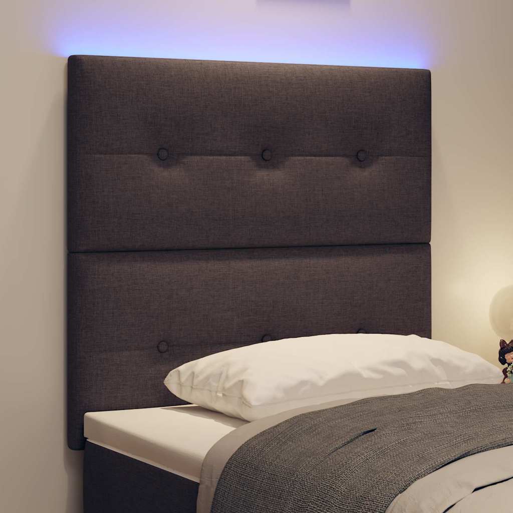 LED glava kreveta s LED trakama Tamno smeđa 80 cm tkanina