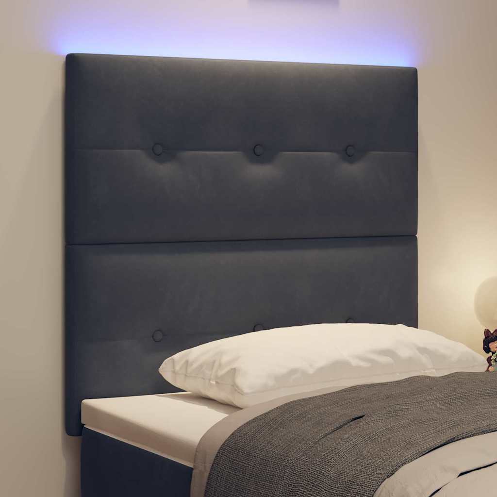 LED glava kreveta s LED trakama Sivi 80 cm Baršun