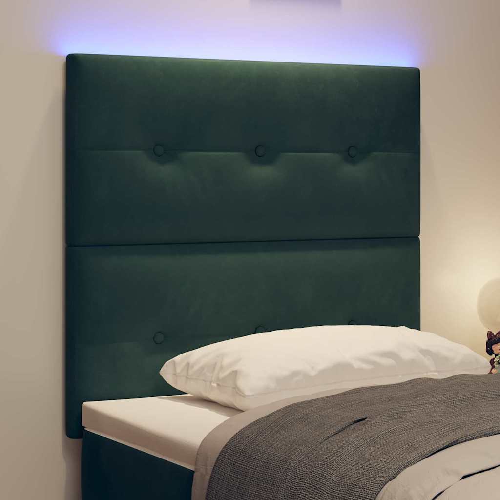 LED glava kreveta s LED trakama Zelena 80 cm Baršun