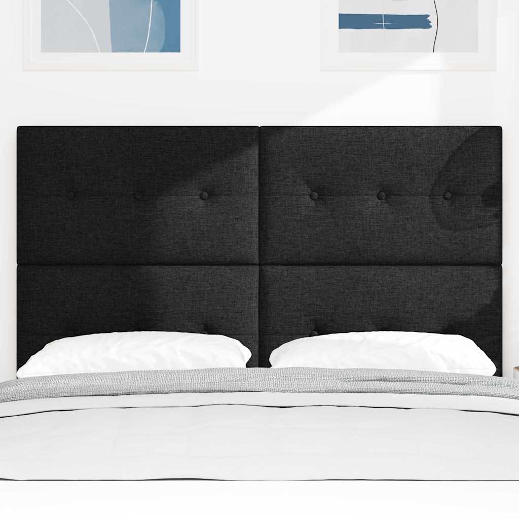LED glava kreveta s LED trakama Crna 144 cm tkanina