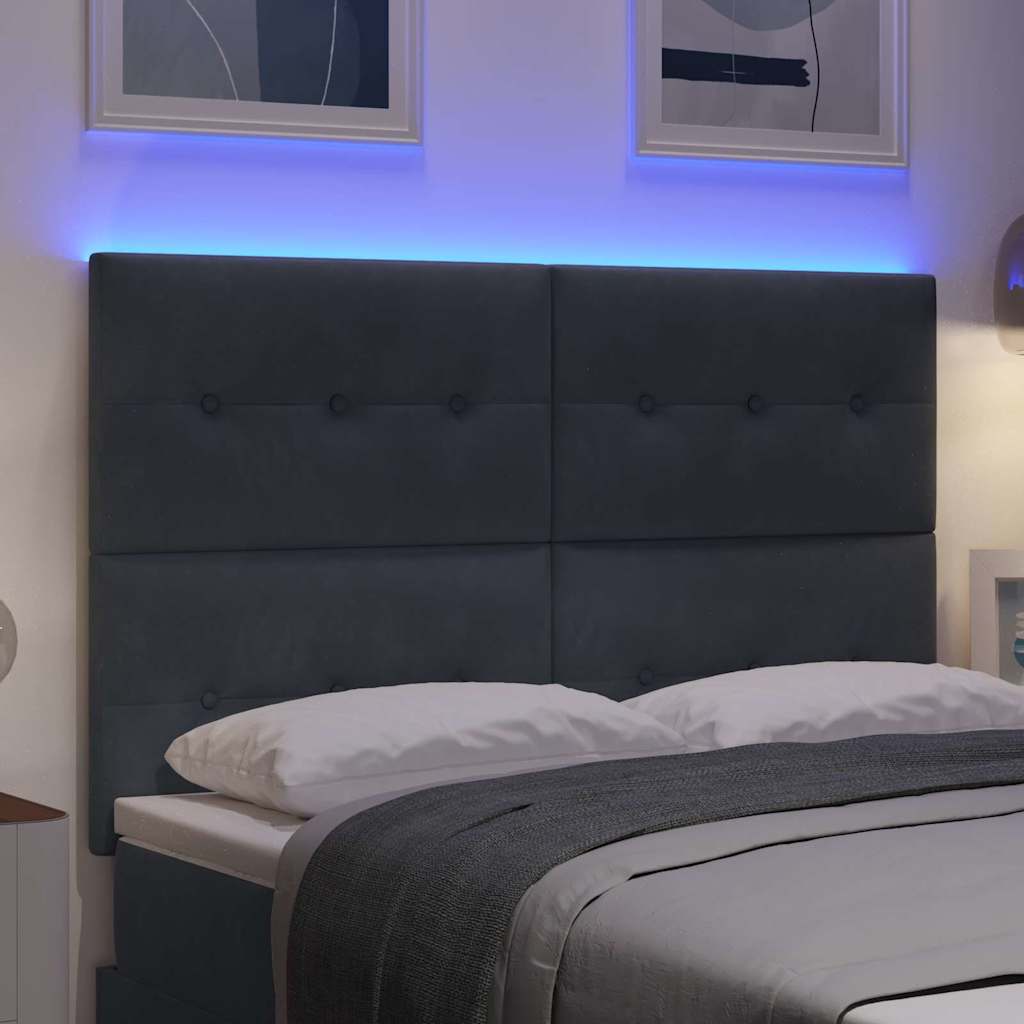 LED glava kreveta s LED trakama Sivi 144 cm Baršun