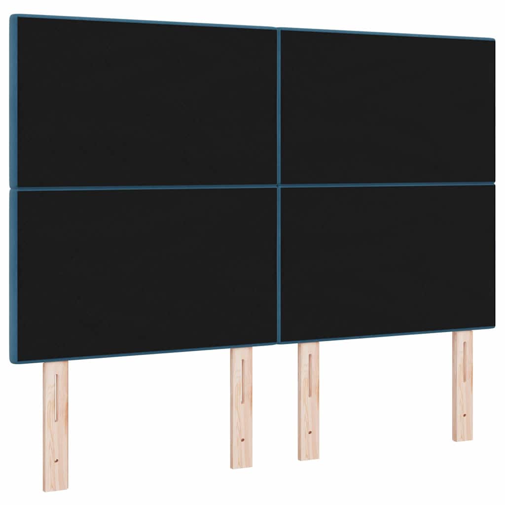 LED glava kreveta s LED trakama Plava 144 cm Baršun