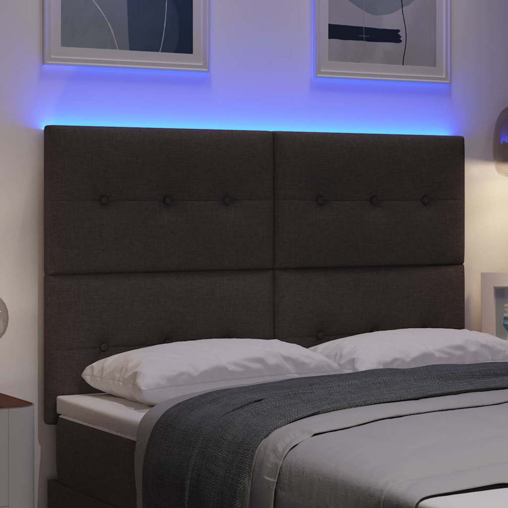 LED glava kreveta s LED trakama Tamno smeđa 160 cm tkanina