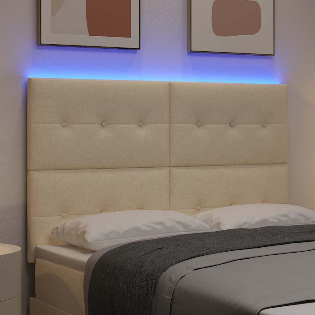 LED glava kreveta s LED trakama Krema 160 cm tkanina