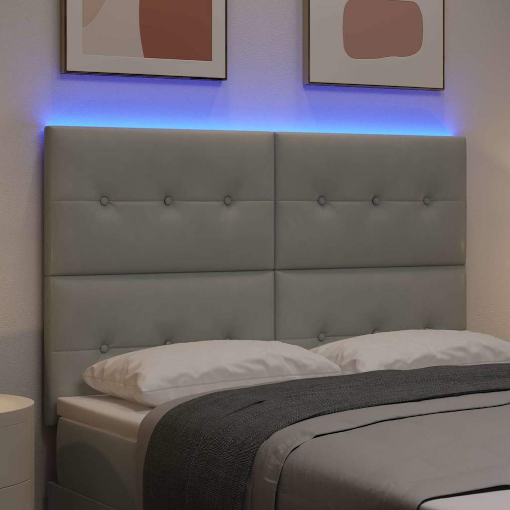 LED glava kreveta s LED trakama Svijetlo siva 160 cm Baršun