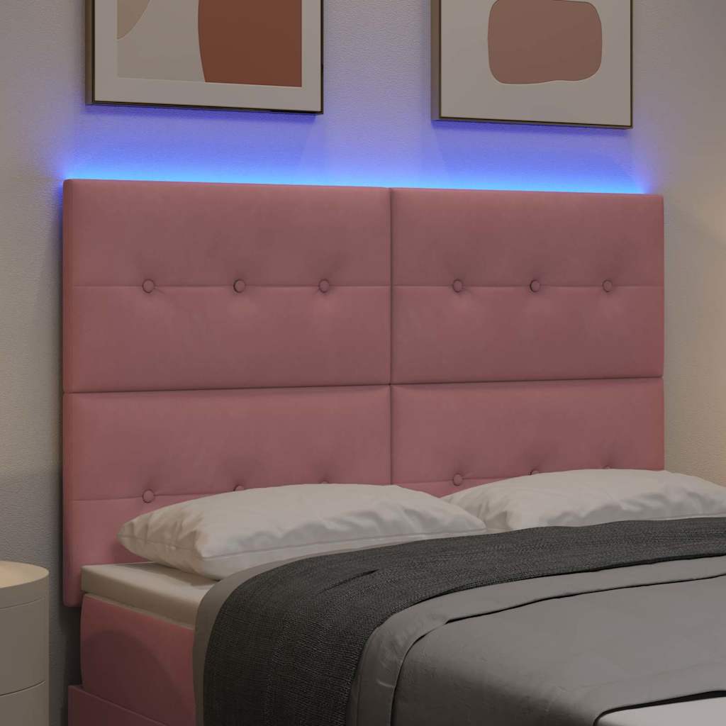 LED glava kreveta s LED trakama Ružičasta 160 cm Baršun