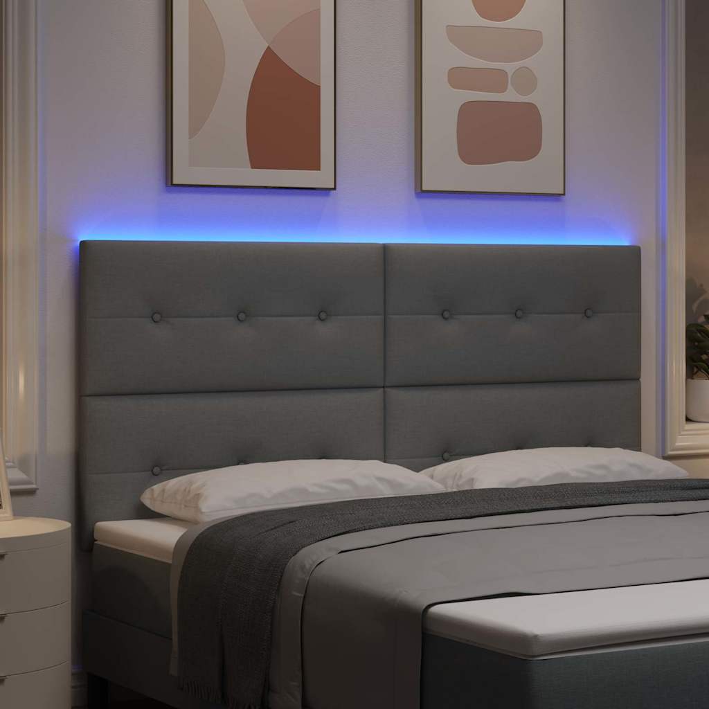 LED glava kreveta s LED trakama Svijetlo siva 180 cm tkanina