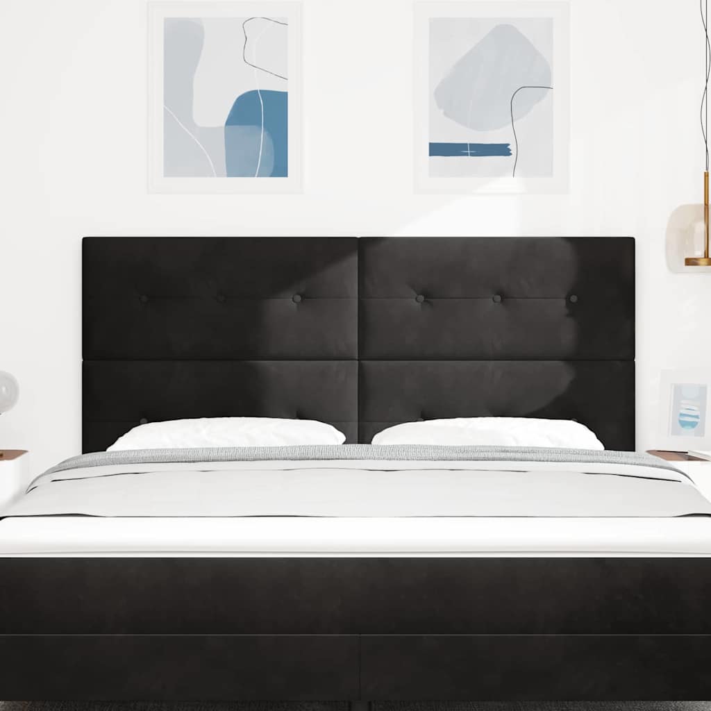LED glava kreveta s LED trakama Crna 180 cm Baršun