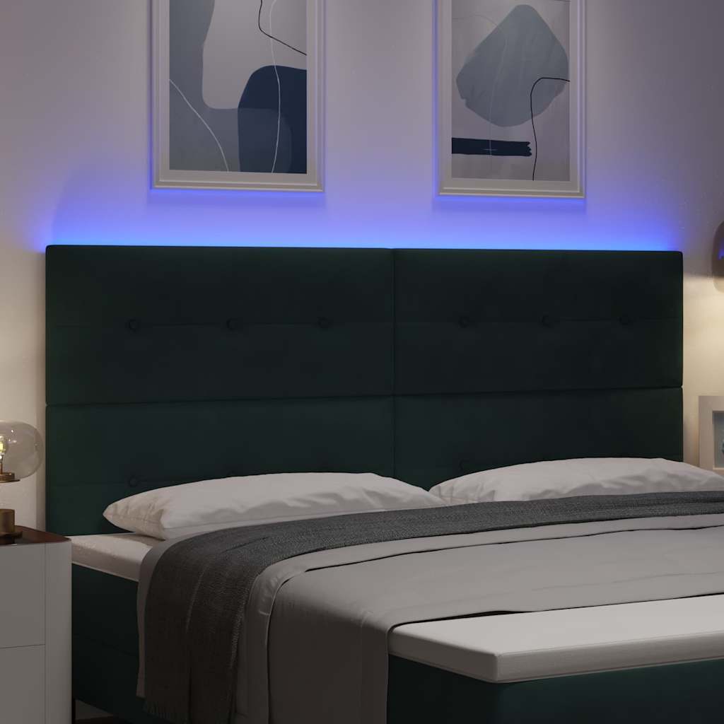 LED glava kreveta s LED trakama Zelena 200 cm Baršun
