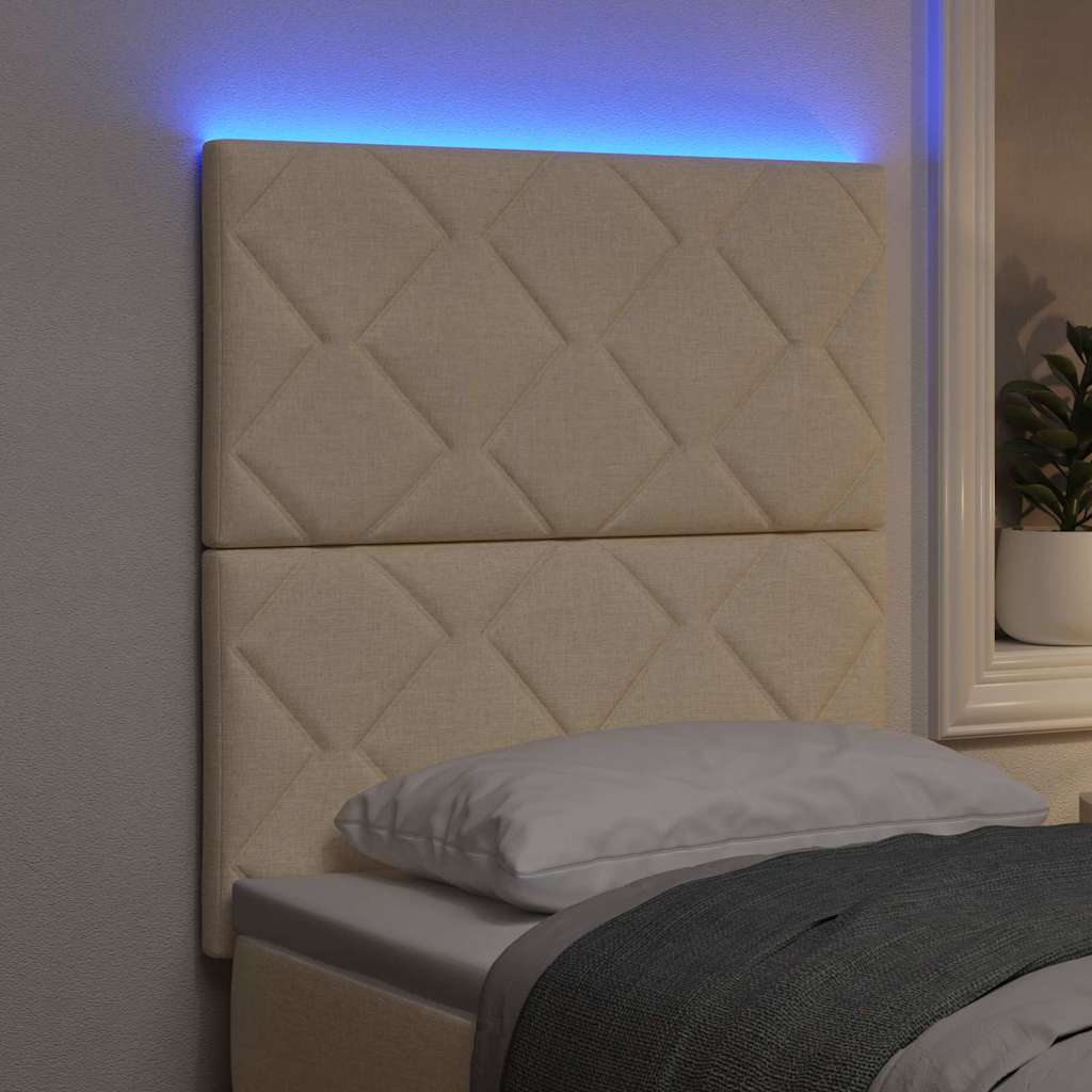 LED glava kreveta Krema tkanina