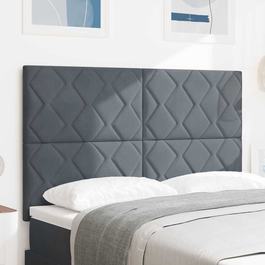 LED glava kreveta Tamno siva 144 cm Baršun