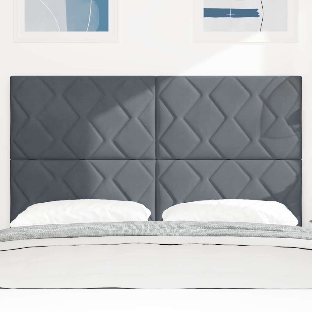 LED glava kreveta Tamno siva 144 cm Baršun