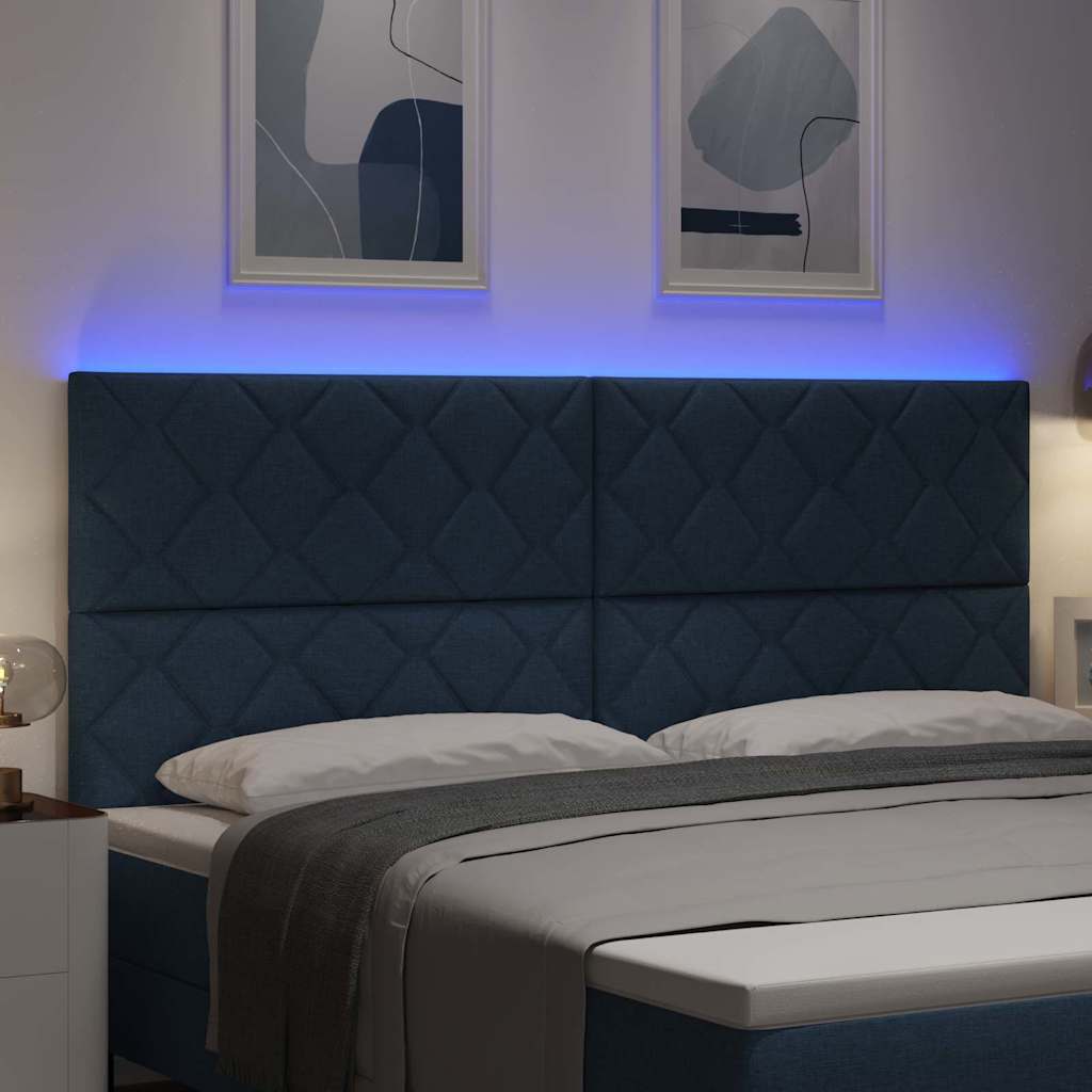 LED glava kreveta Plava 200 cm tkanina