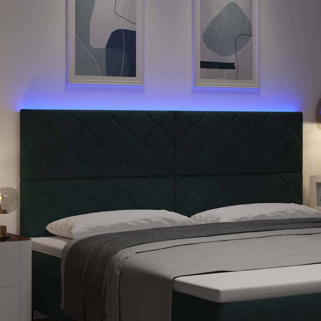 LED glava kreveta Tamnozelena 200 cm Baršun