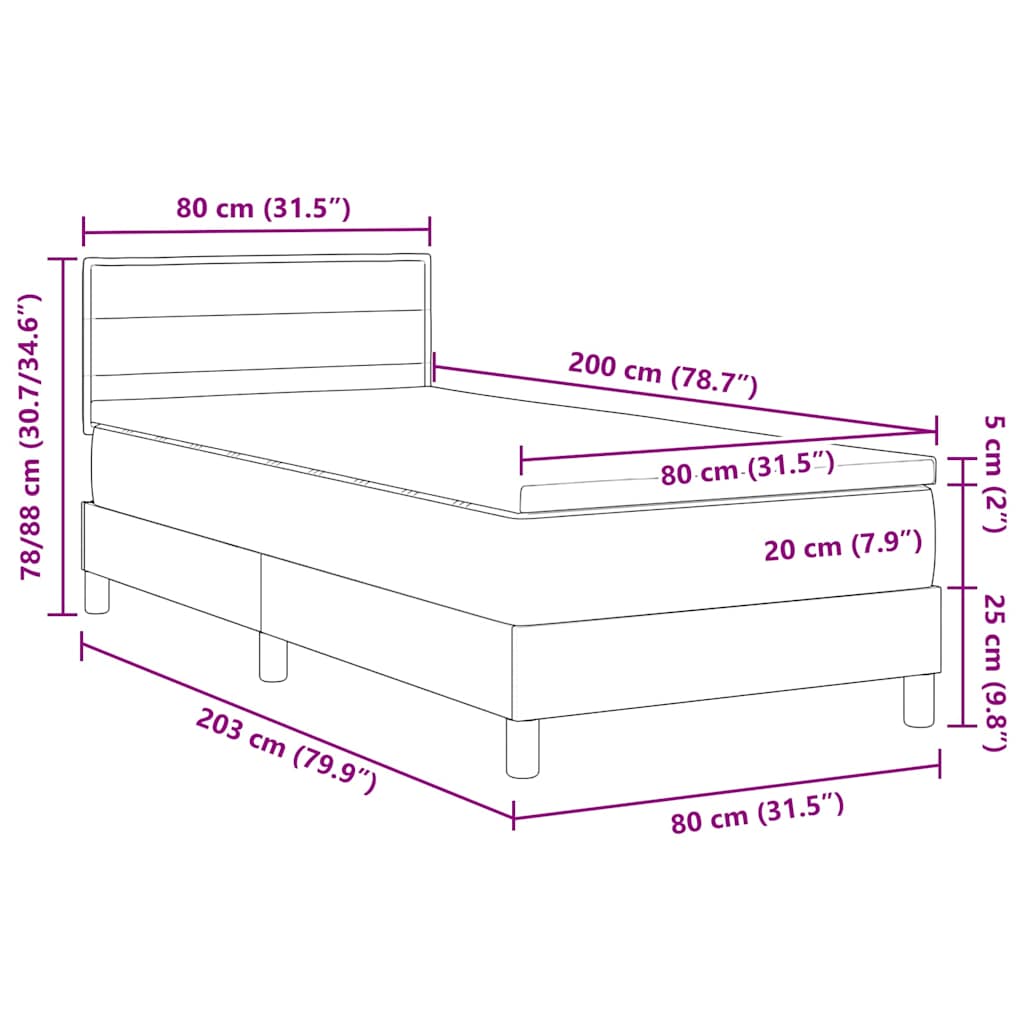 Krevet s opruga kutije s uzglavljem Krema 80 x 200 cm tkanina