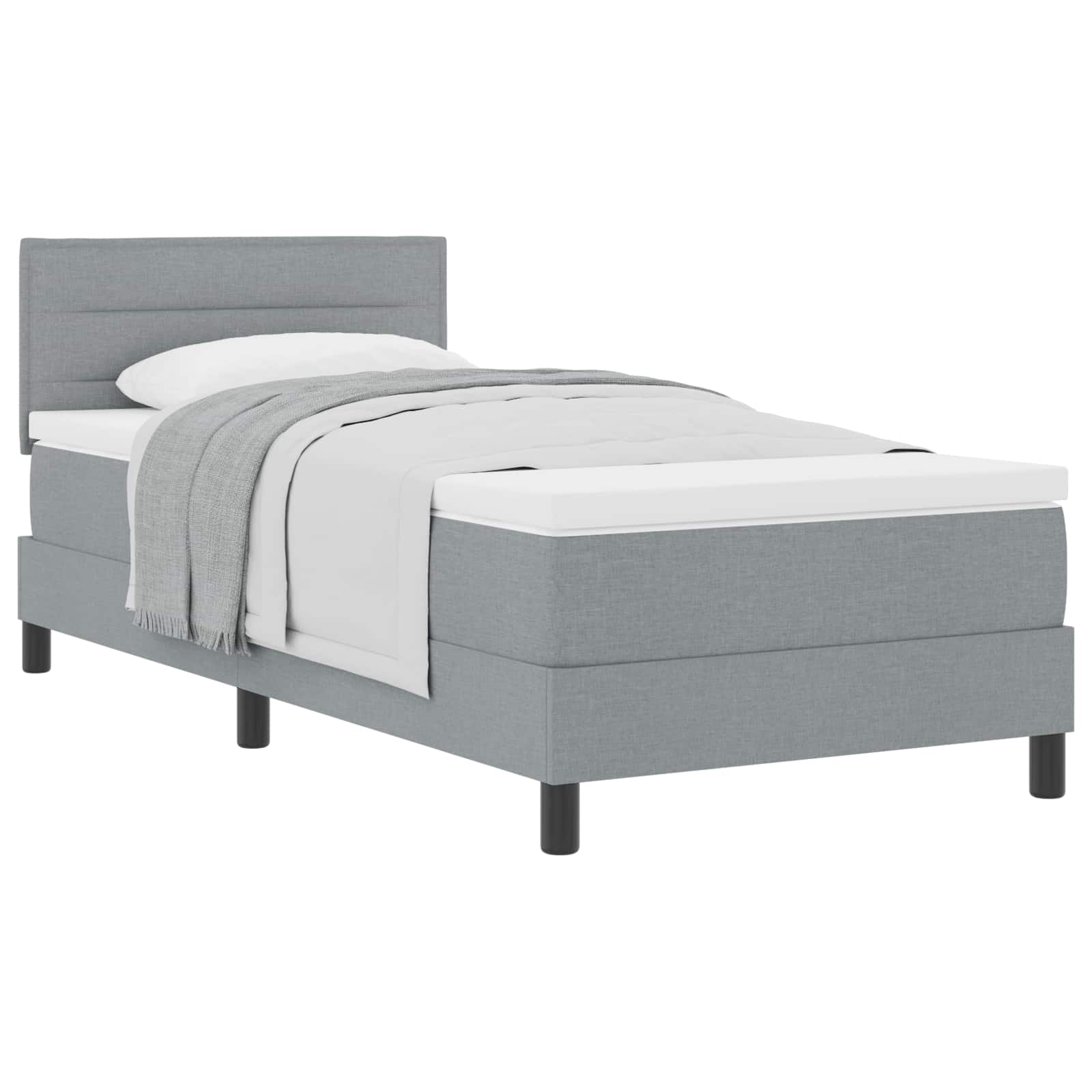 Krevet s opruga kutije Svijetlo siva 90 x 200 cm tkanina