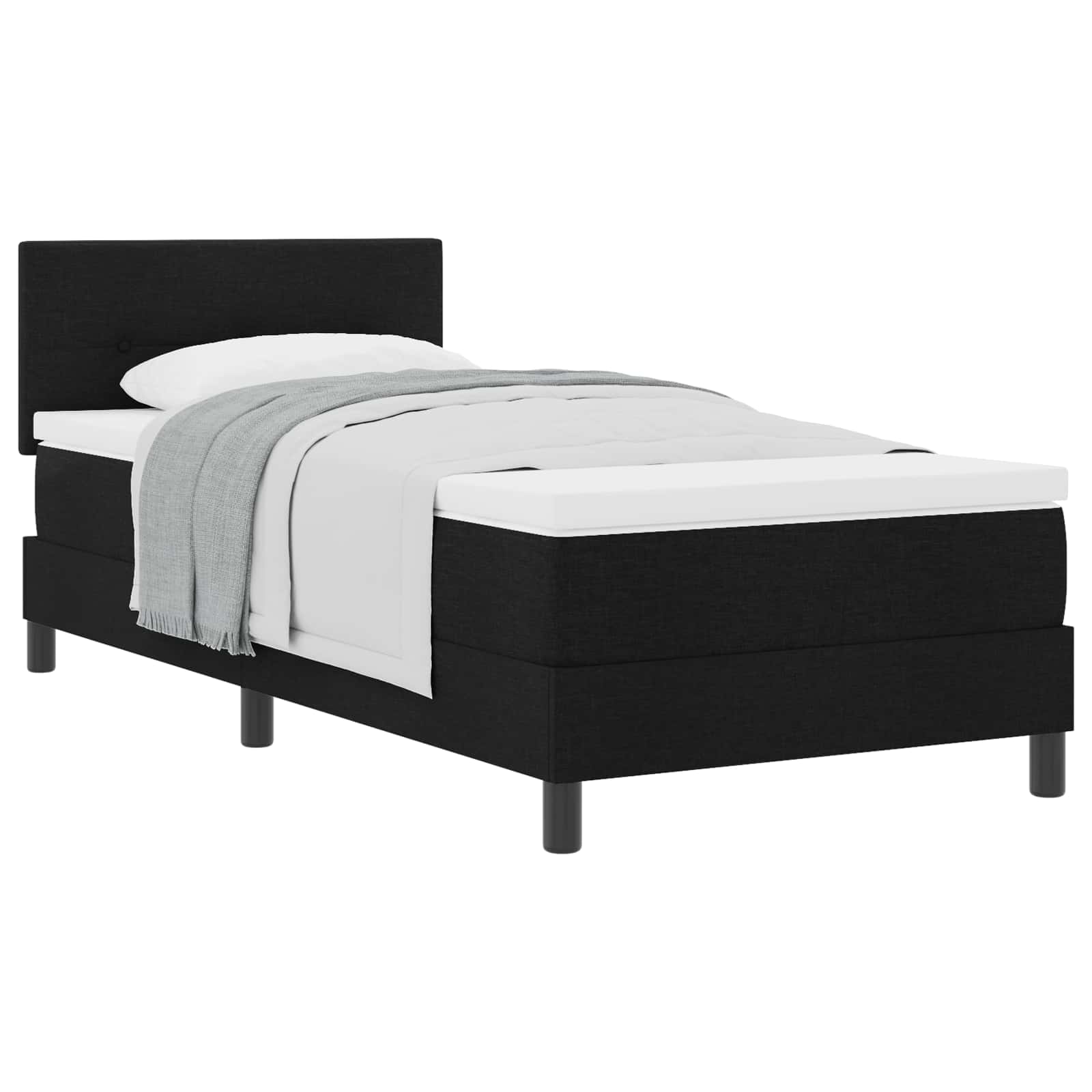 Krevet s opruga kutije s uzglavljem Crna 90 x 190 cm tkanina