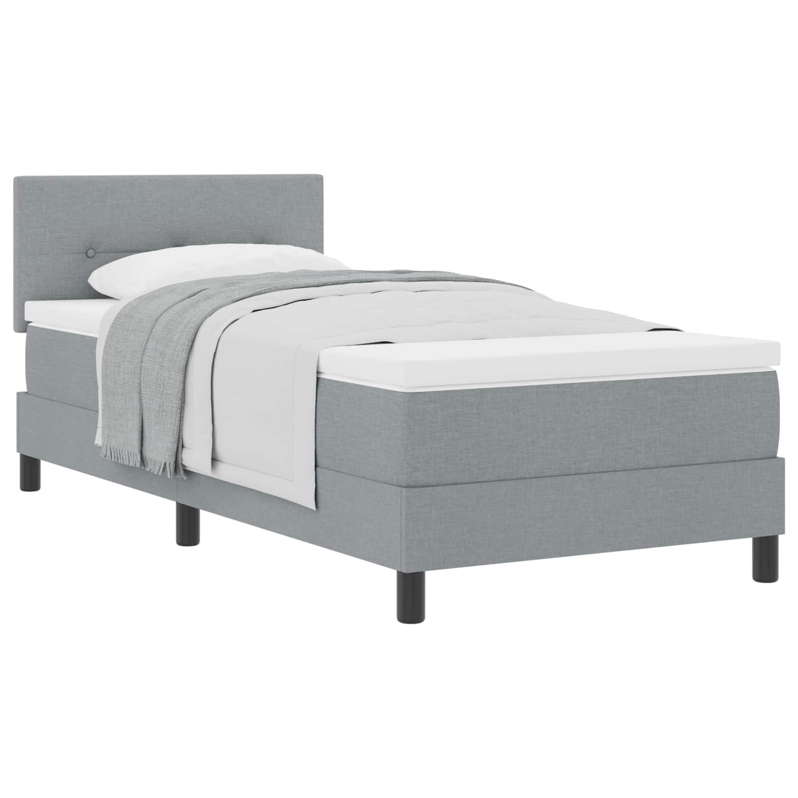 Krevet s opruga kutije Svijetlo siva 90 x 200 cm tkanina