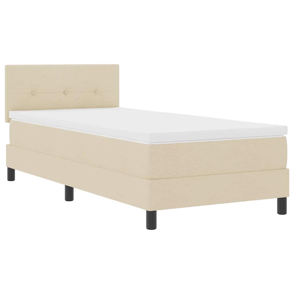 Krevet s opruga kutije s uzglavljem Krema 100 x 200 cm tkanina