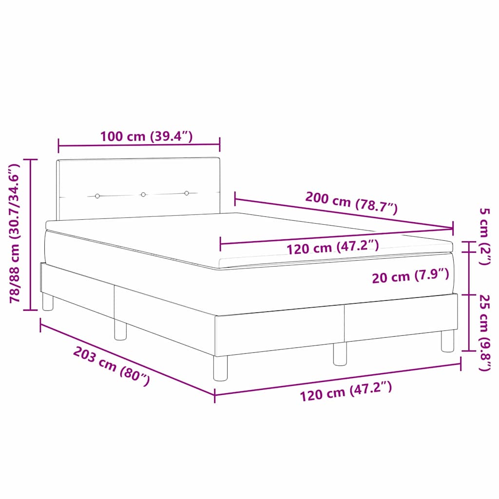 Krevet s opruga kutije s uzglavljem Krema 120 x 200 cm tkanina