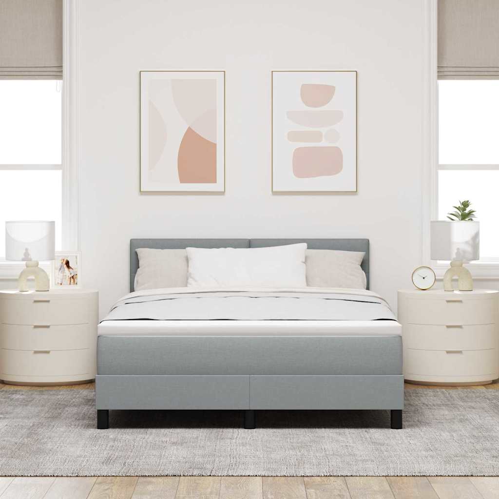 Krevet s opruga kutije Svijetlo siva 140 x 190 cm tkanina