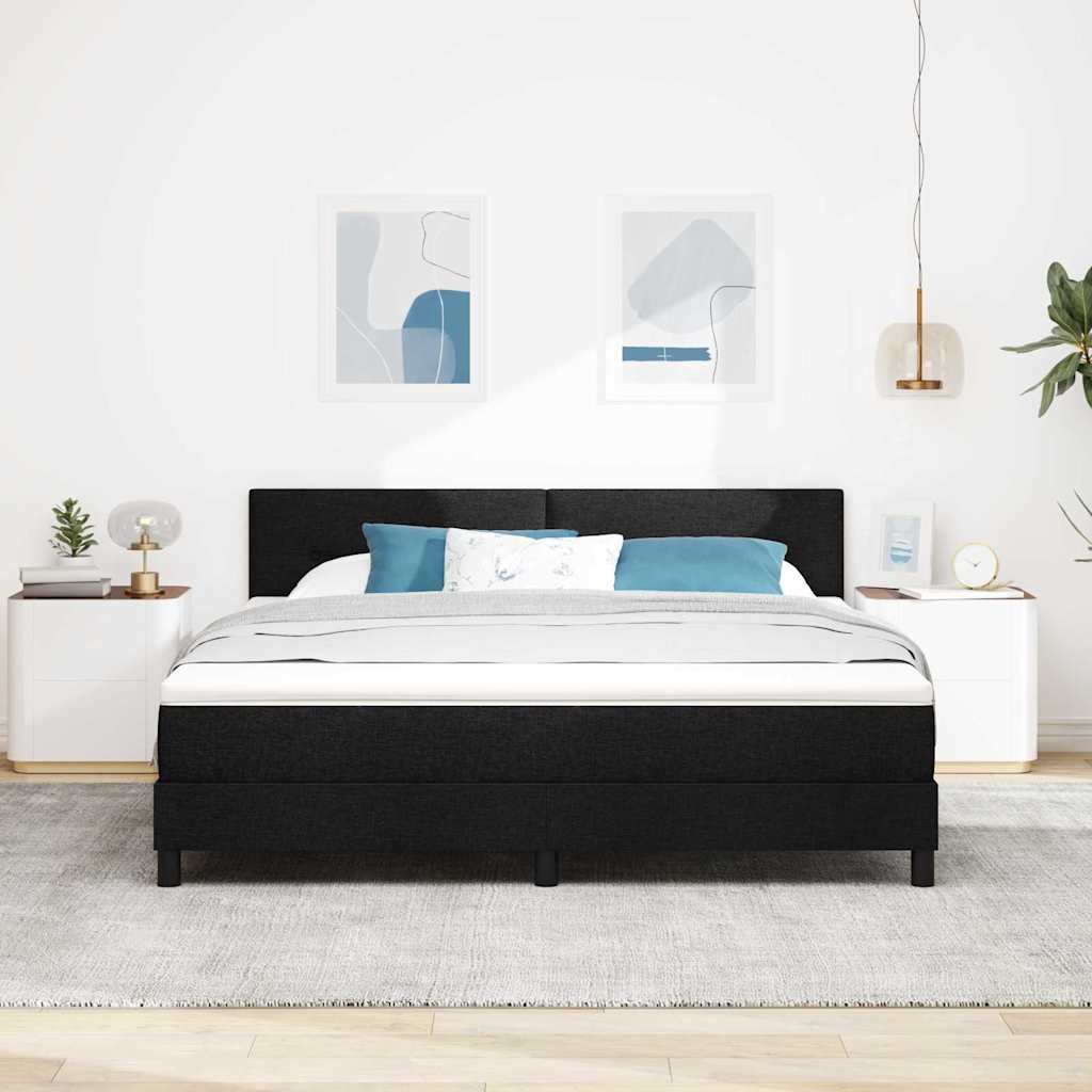 Krevet s opruga kutije s uzglavljem Crna 180 x 200 cm tkanina