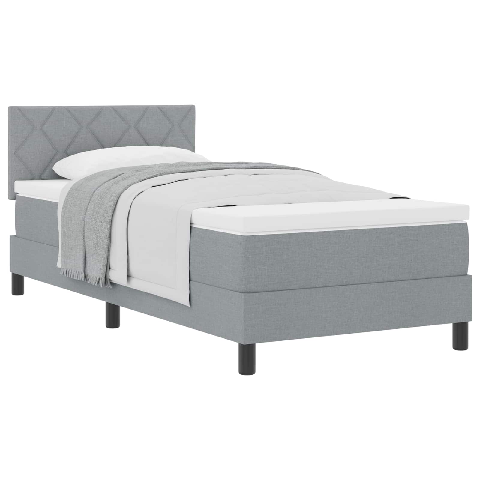 Krevet s opruga kutije Svijetlo siva 100 x 200 cm tkanina