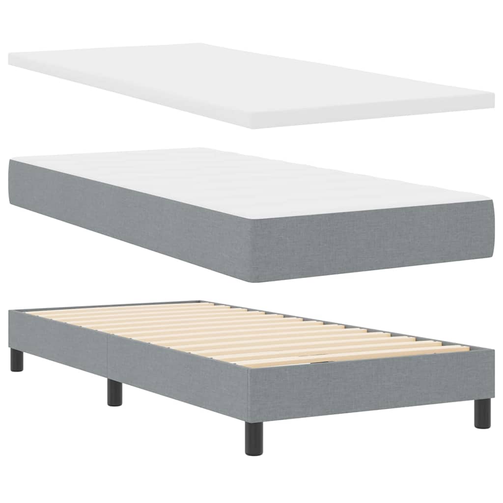 Krevet s opruga kutije Svijetlo siva 100 x 200 cm tkanina