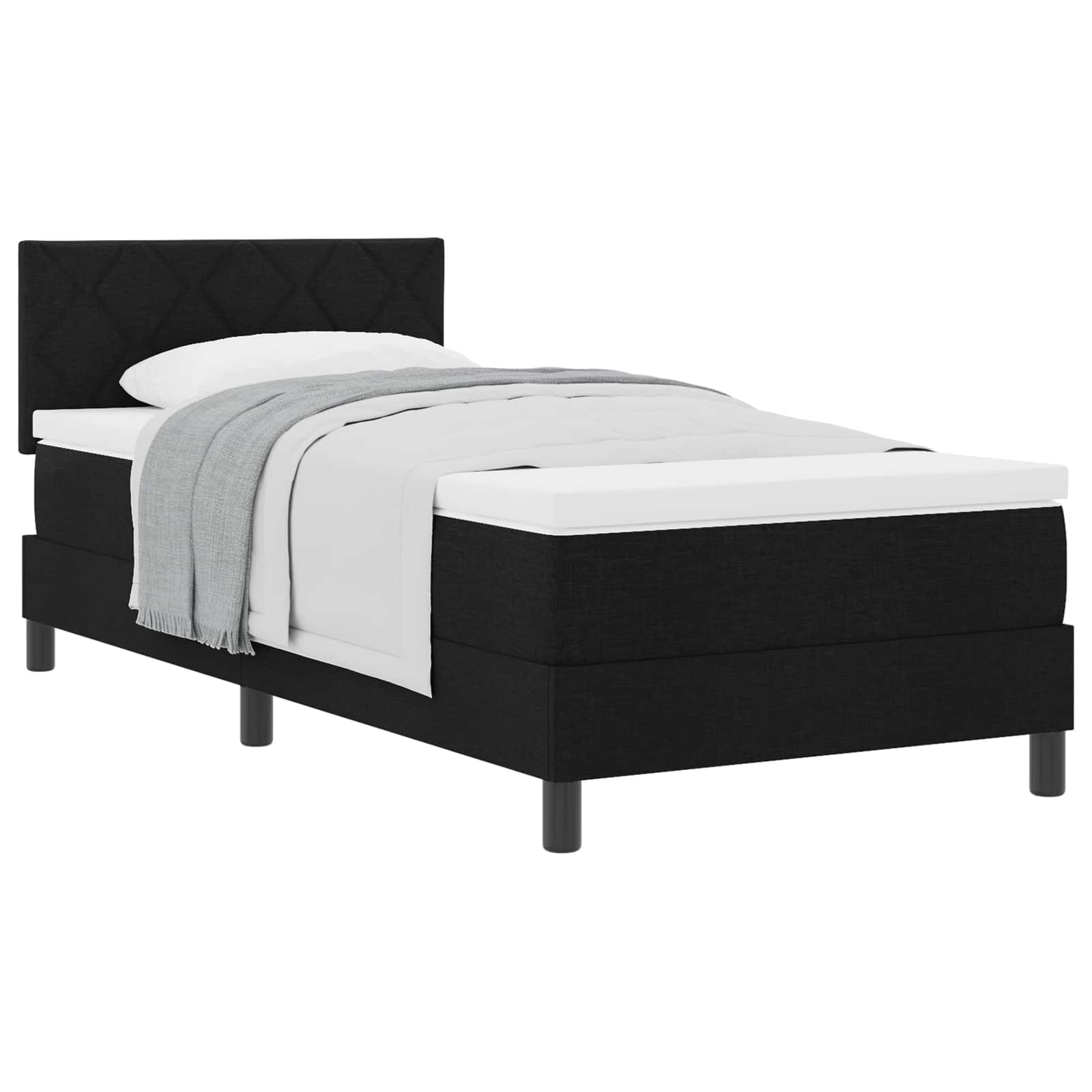 Krevet s opruga kutije s uzglavljem Crna 100 x 200 cm tkanina