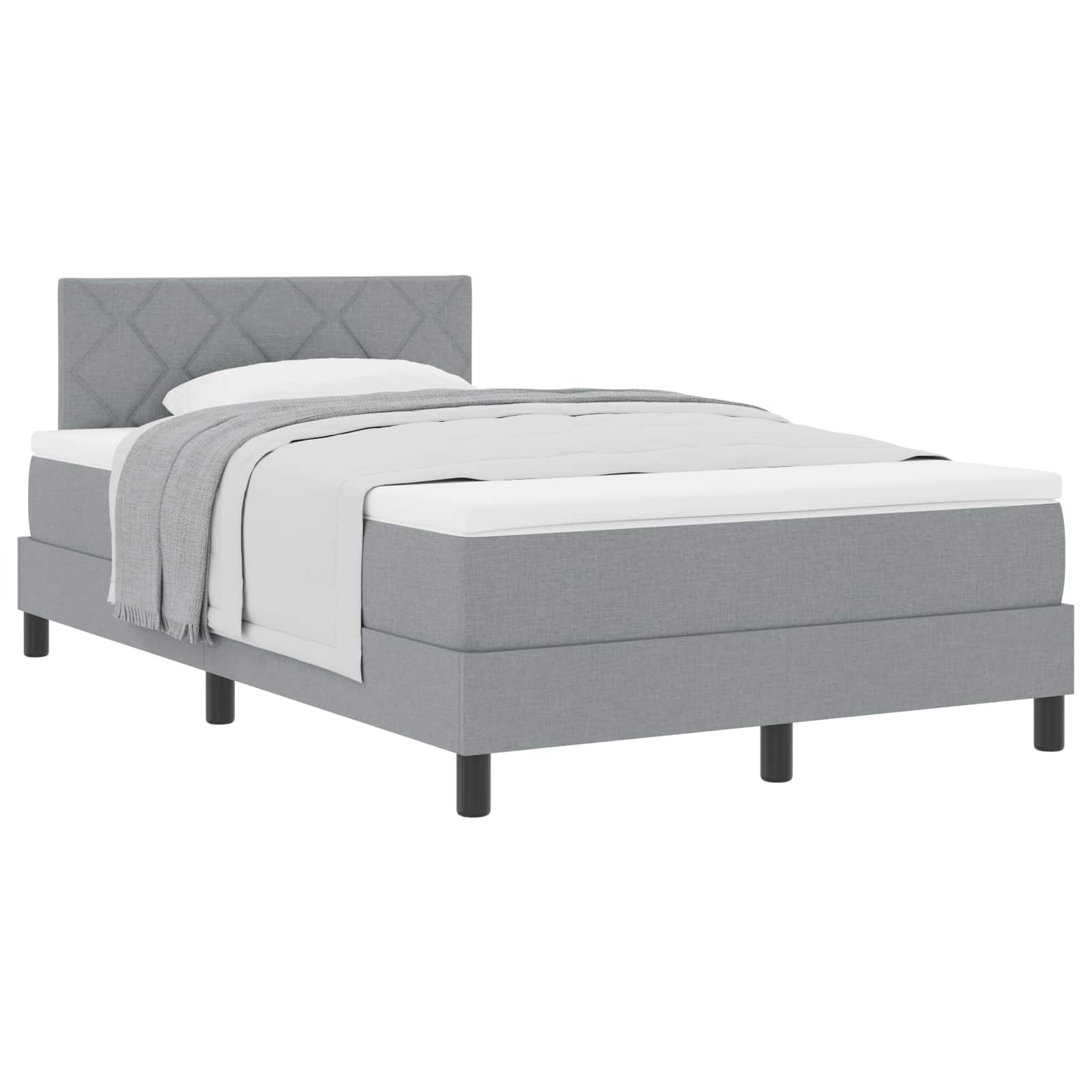 Krevet s opruga kutije Svijetlo siva 120 x 190 cm tkanina
