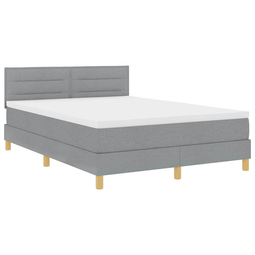 Krevet s opruga kutije Svijetlo siva 140 x 190 cm tkanina
