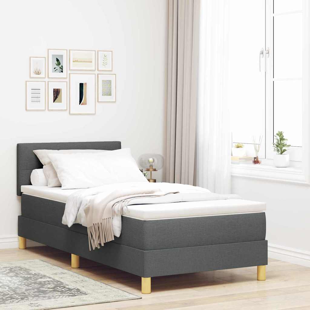 Krevet s opruga kutije Tamno siva 90 x 190 cm tkanina