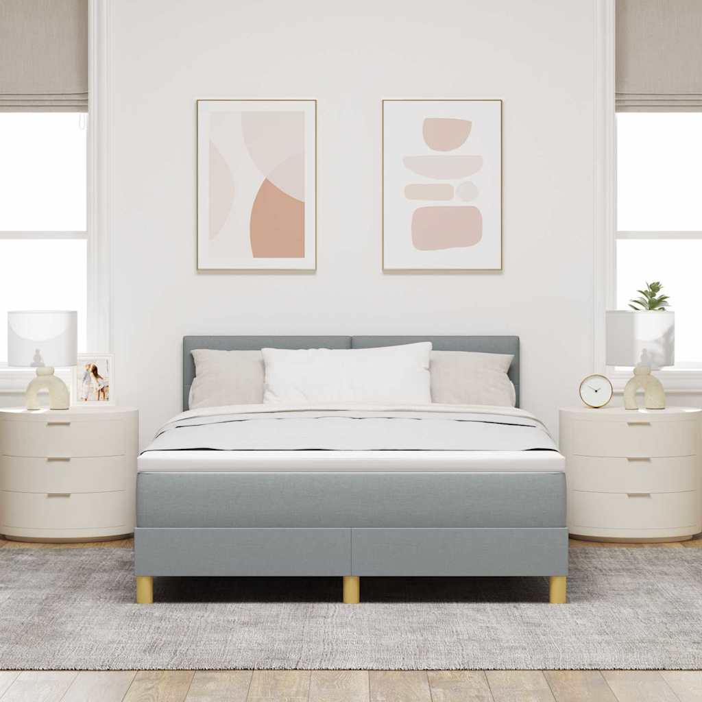 Krevet s opruga kutije Svijetlo siva 140 x 190 cm tkanina