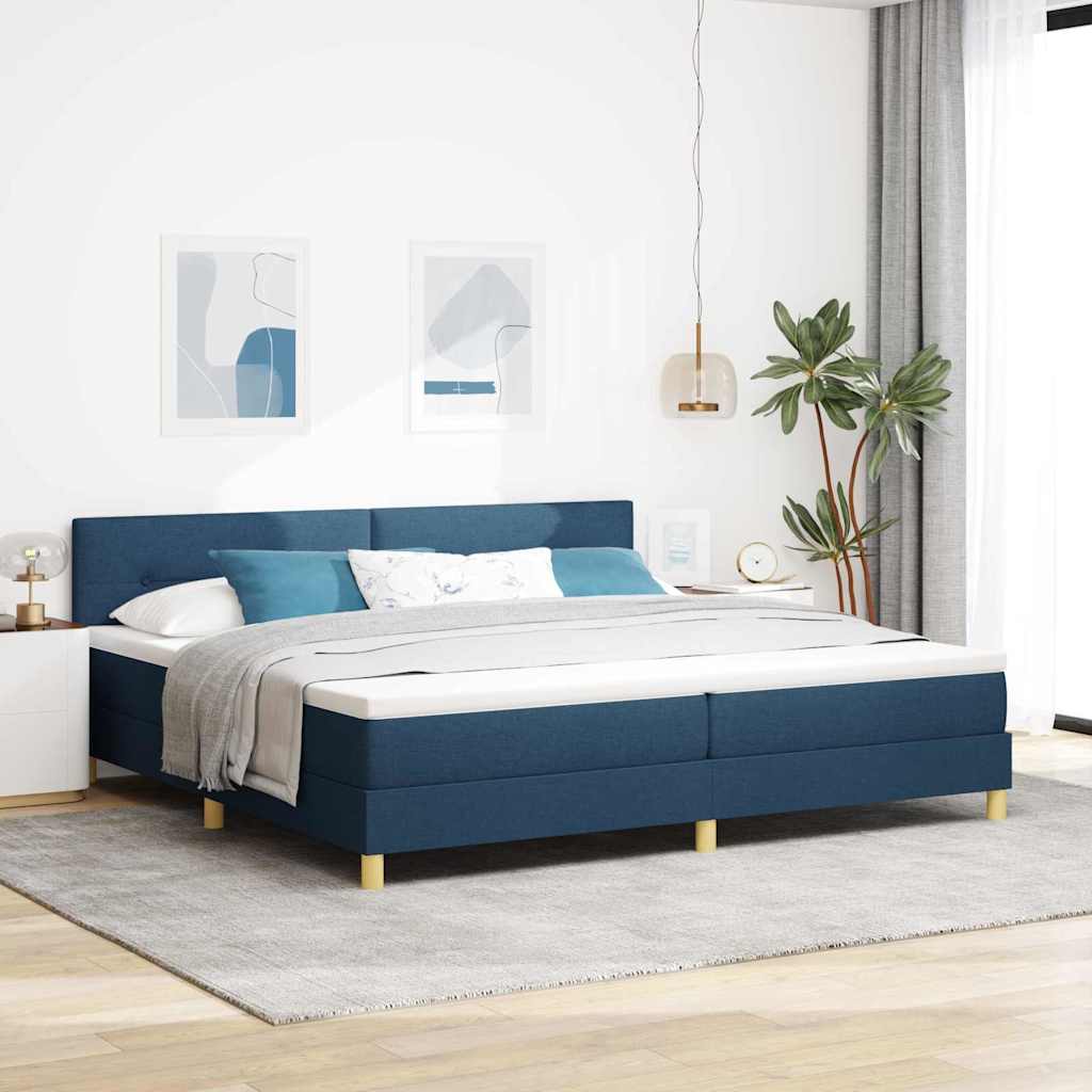 Krevet s opruga kutije s jastukom Plava 200 x 200 cm tkanina
