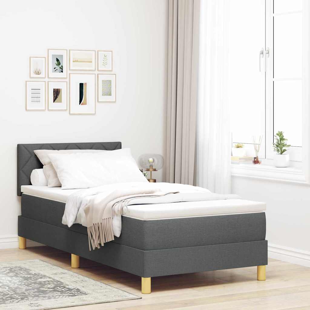 Krevet s opruga kutije Tamno siva 90 x 190 cm tkanina