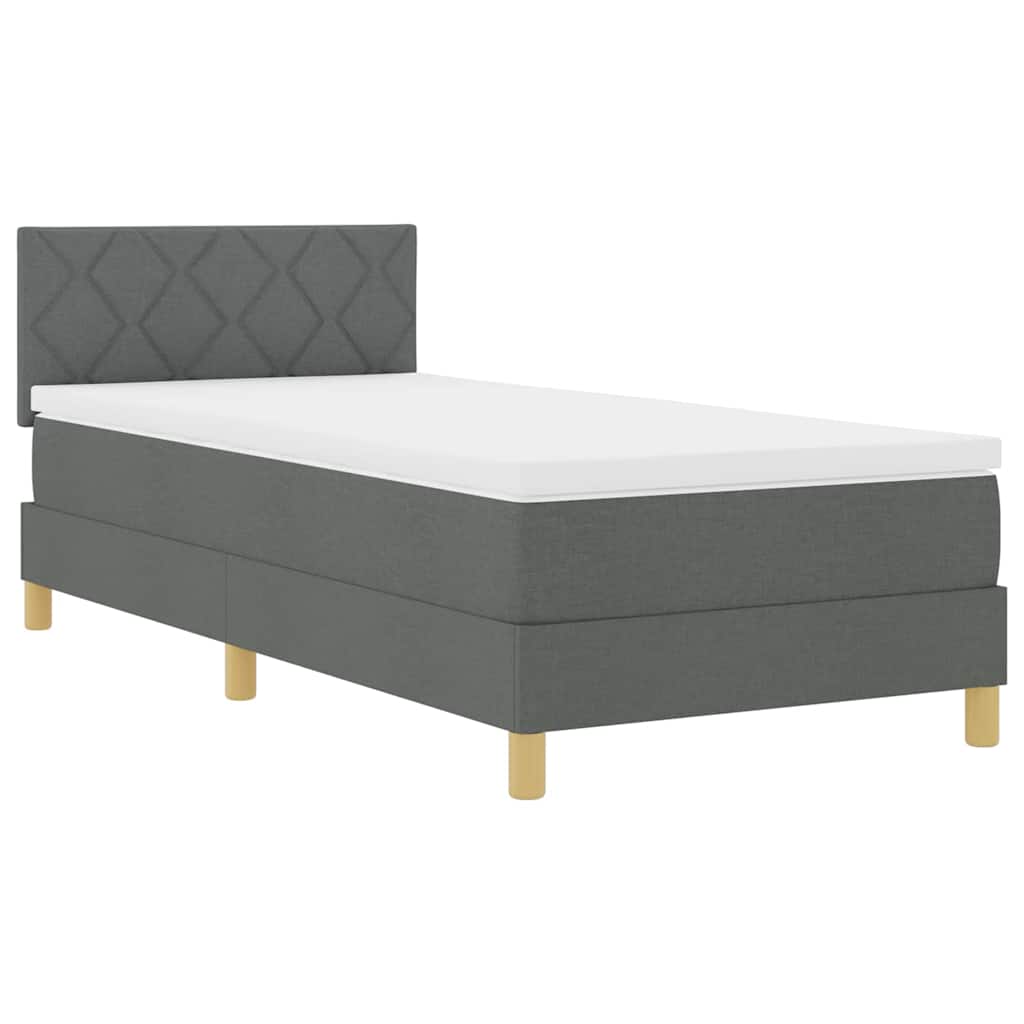 Krevet s opruga kutije Tamno siva 90 x 190 cm tkanina