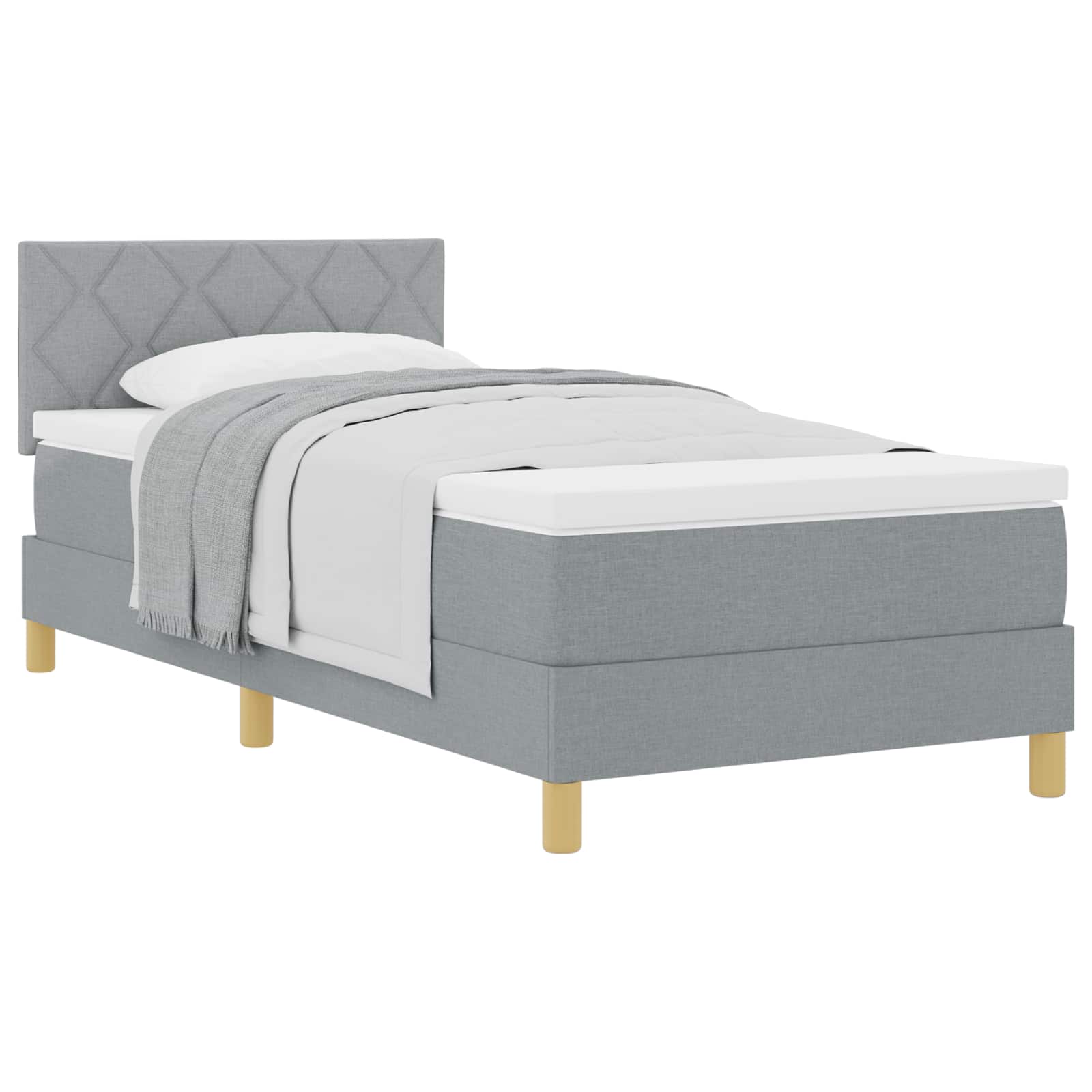 Krevet s opruga kutije Svijetlo siva 100 x 200 cm tkanina