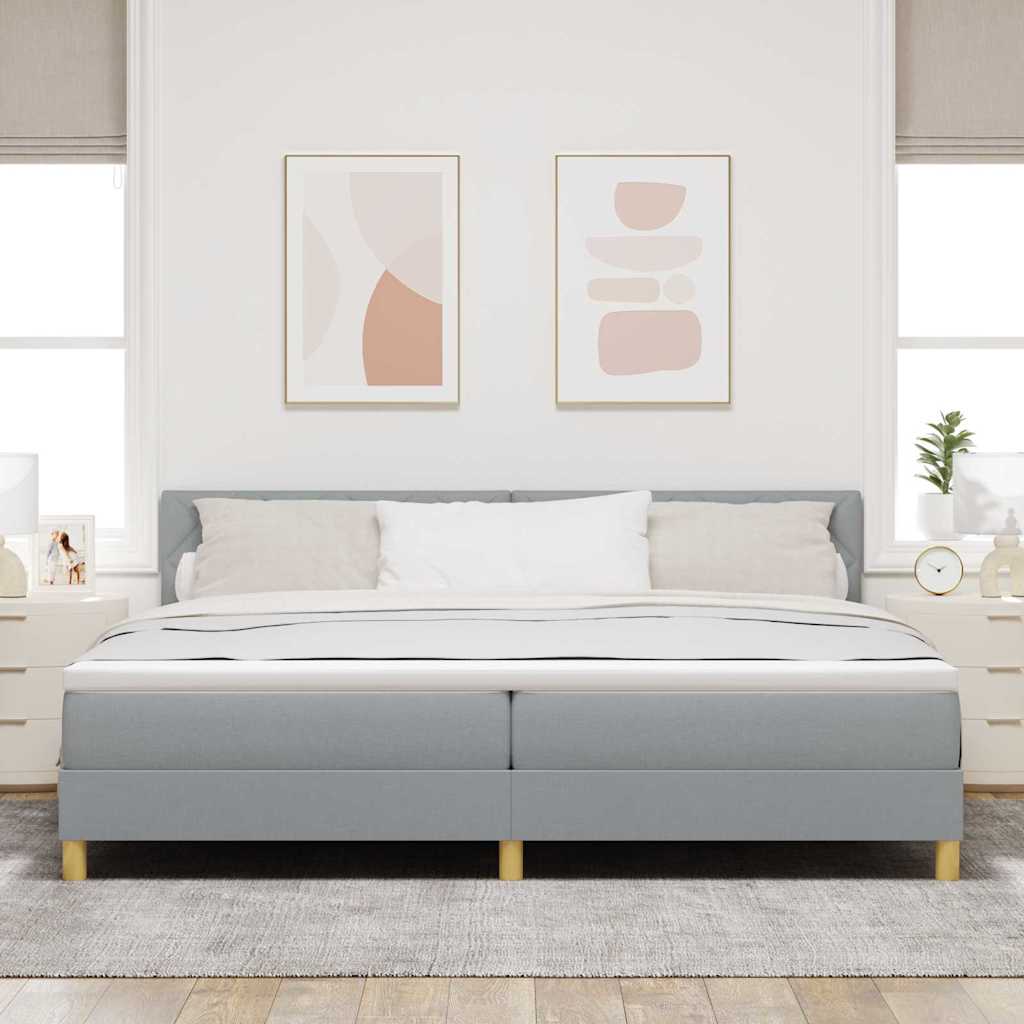Krevet s opruga kutije Svijetlo siva 200 x 200 cm tkanina