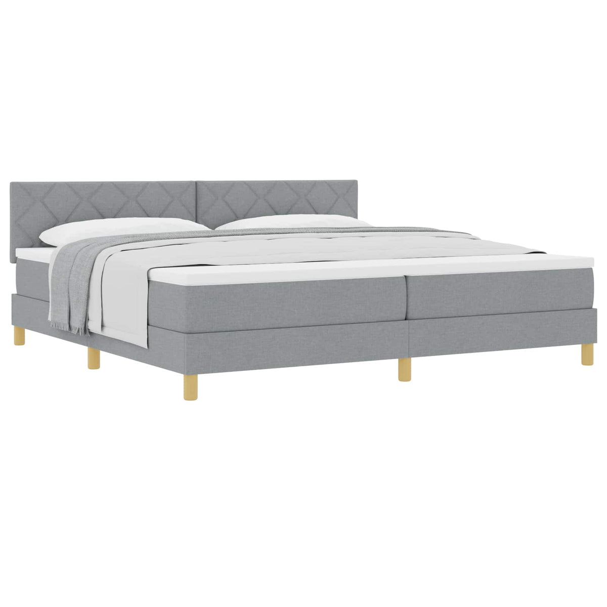 Krevet s opruga kutije Svijetlo siva 200 x 200 cm tkanina